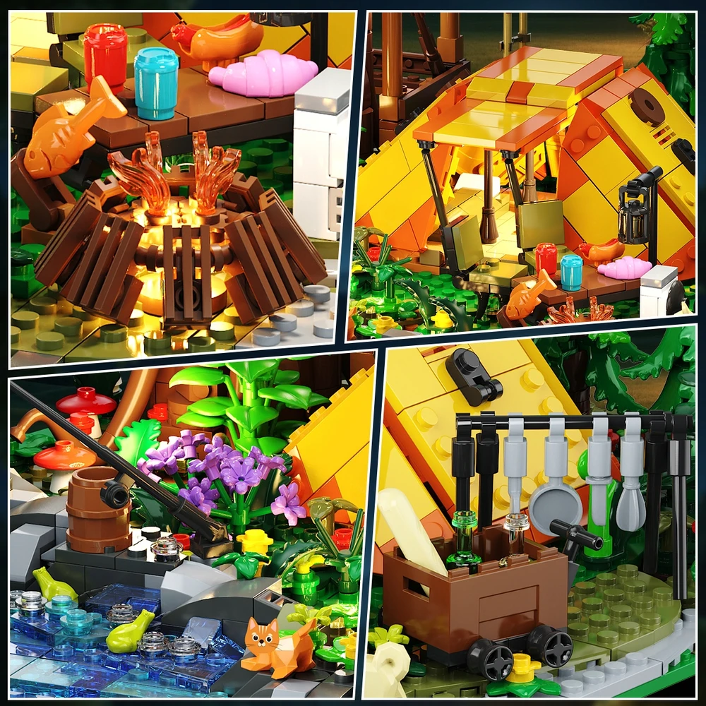 Cubimana Blocks TREE HOUSE KEMPINGAS VILLA TENT kemperis LED DOVANAI 1715×
