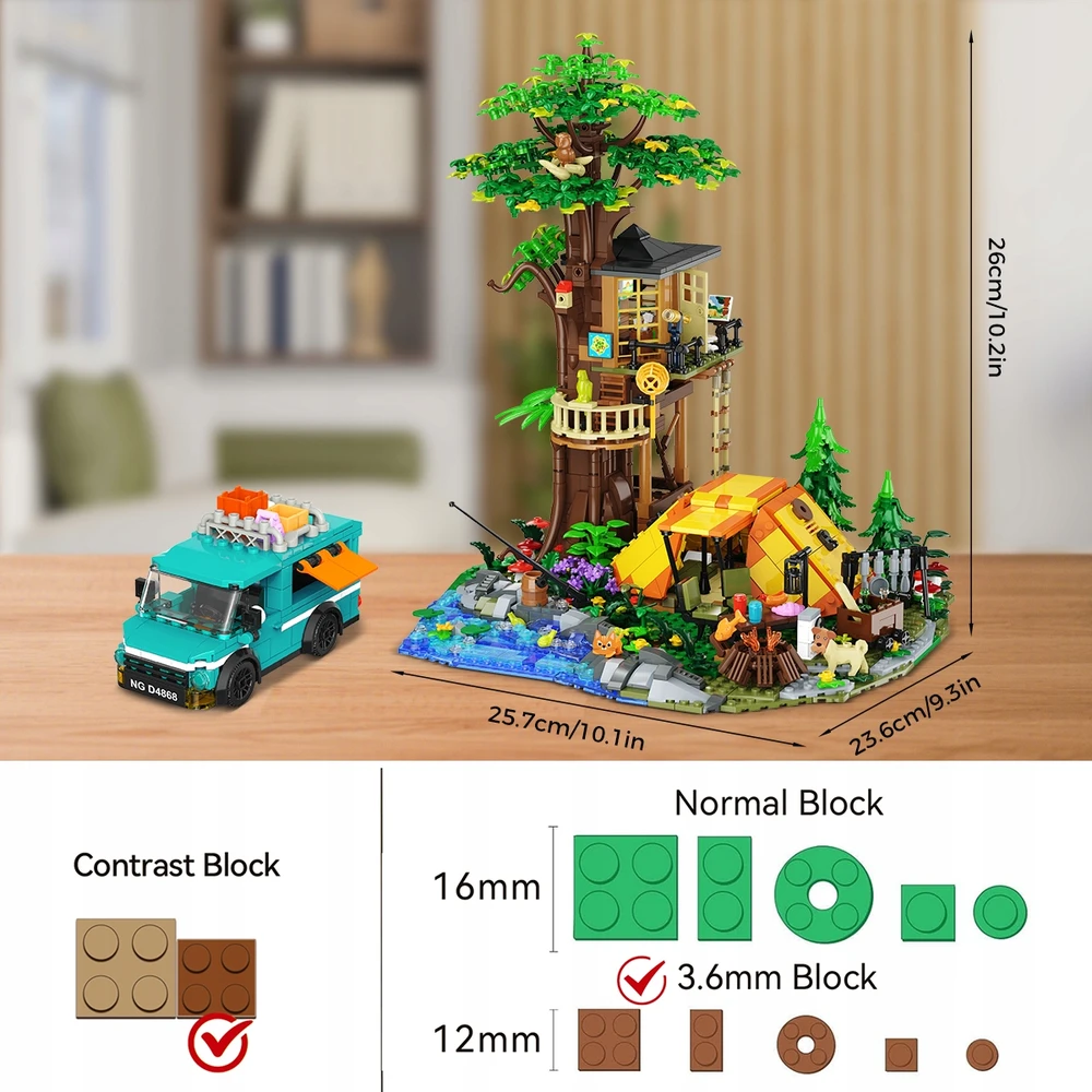 Cubimana Blocks TREE HOUSE KEMPINGAS VILLA TENT kemperis LED DOVANAI 1715×