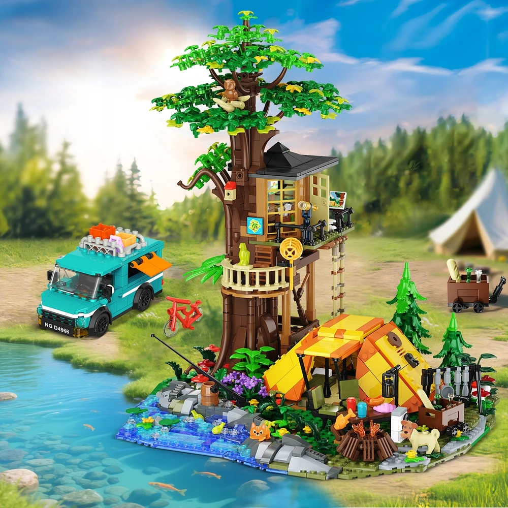 Cubimana Blocks TREE HOUSE KEMPINGAS VILLA TENT kemperis LED DOVANAI 1715×