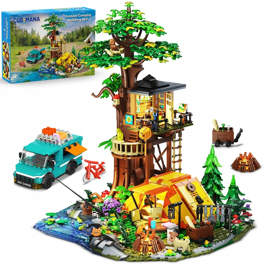 Cubimana Blocks TREE HOUSE KEMPINGAS VILLA TENT kemperis LED DOVANAI 1715×