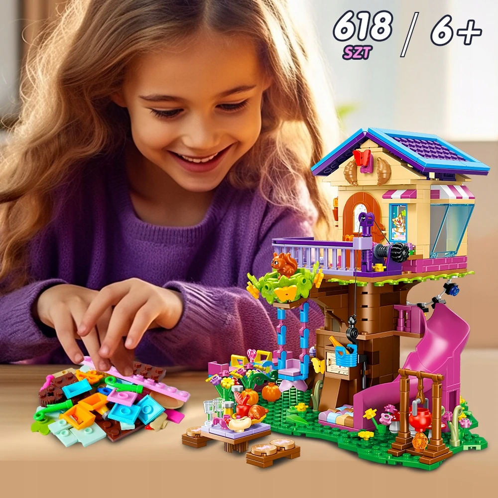 Cubimana Blocks TREE HOUSE LED SLIDE ŽAISLAI MERGAITĖS DOVANA 618vnt.