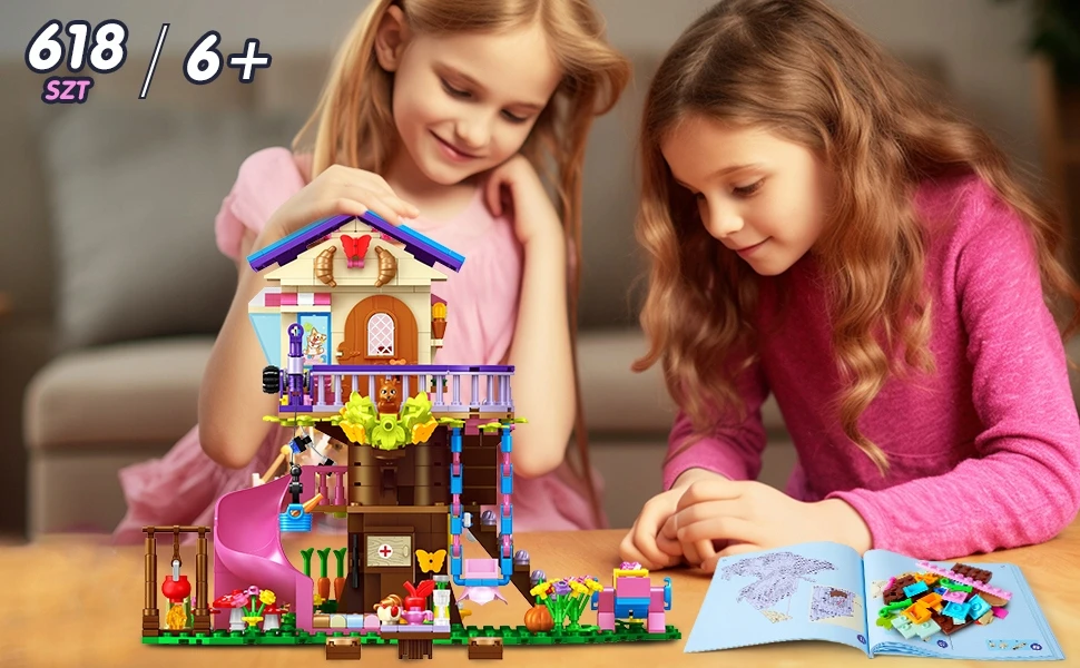 Cubimana Blocks TREE HOUSE LED SLIDE ŽAISLAI MERGAITĖS DOVANA 618vnt.