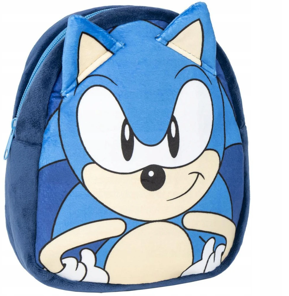 CurePink Sonic The Hedgehog Ežiuko Soniko pliušinė kuprinė, 22 cm