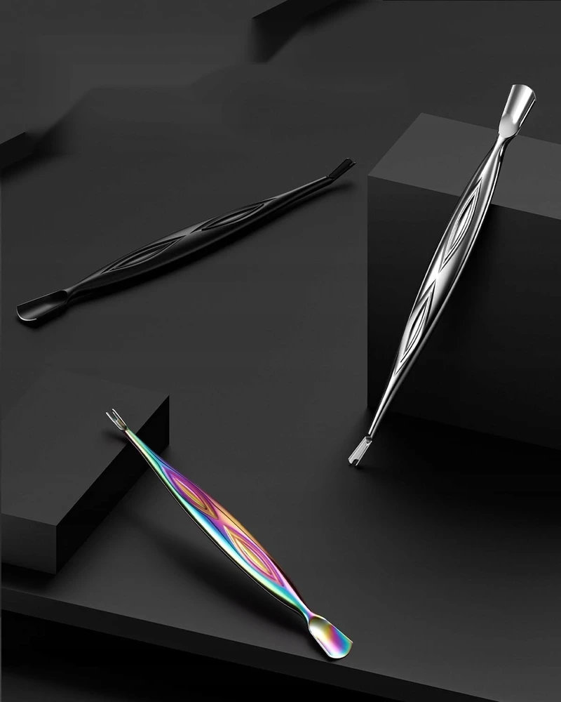 CUTICLE PUSHER TRIMER FORK 2IN1 NERŪDijančiojo plieno TIKSLIUS MANIKIūras