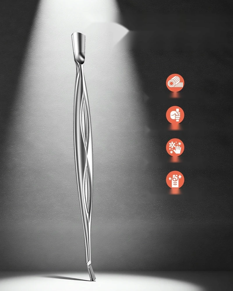 CUTICLE PUSHER TRIMER FORK 2IN1 NERŪDijančiojo plieno TIKSLIUS MANIKIūras