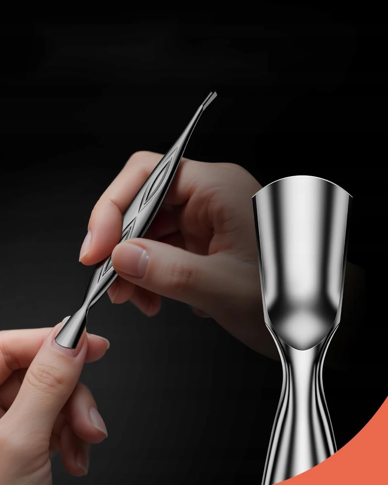 CUTICLE PUSHER TRIMER FORK 2IN1 NERŪDijančiojo plieno TIKSLIUS MANIKIūras