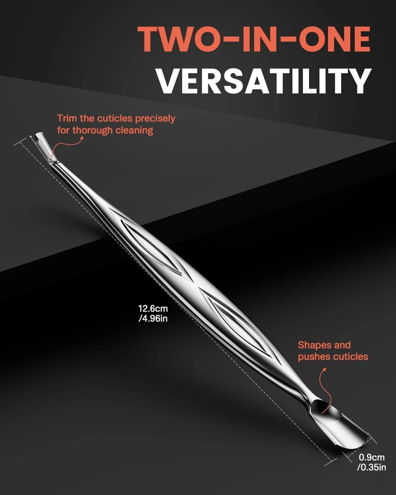 CUTICLE PUSHER TRIMER FORK 2IN1 NERŪDijančiojo plieno TIKSLIUS MANIKIūras