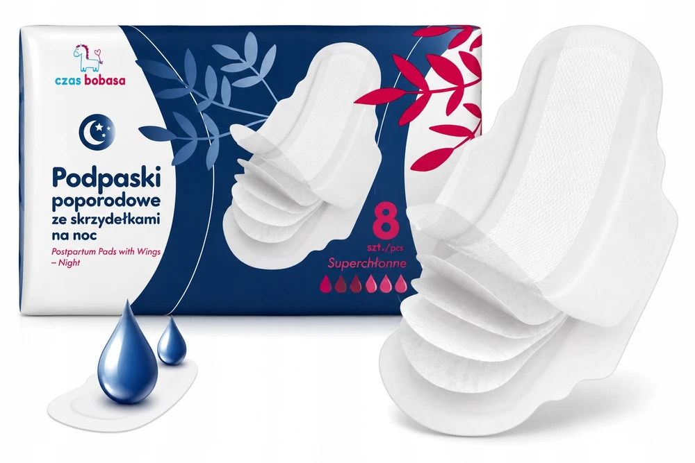 Czas Bobasa Įklotai PO Gimdymo SU SPARNU NAKTINIŲ ĮKLALŲ 8 vnt MAXI