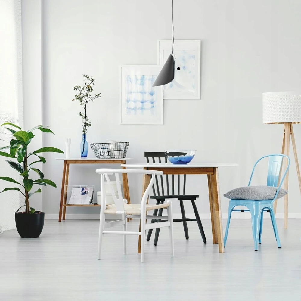 D2.Design Pinti kėdė Natūrali balta, įkvėpta Wishbone (Dydis: universalus