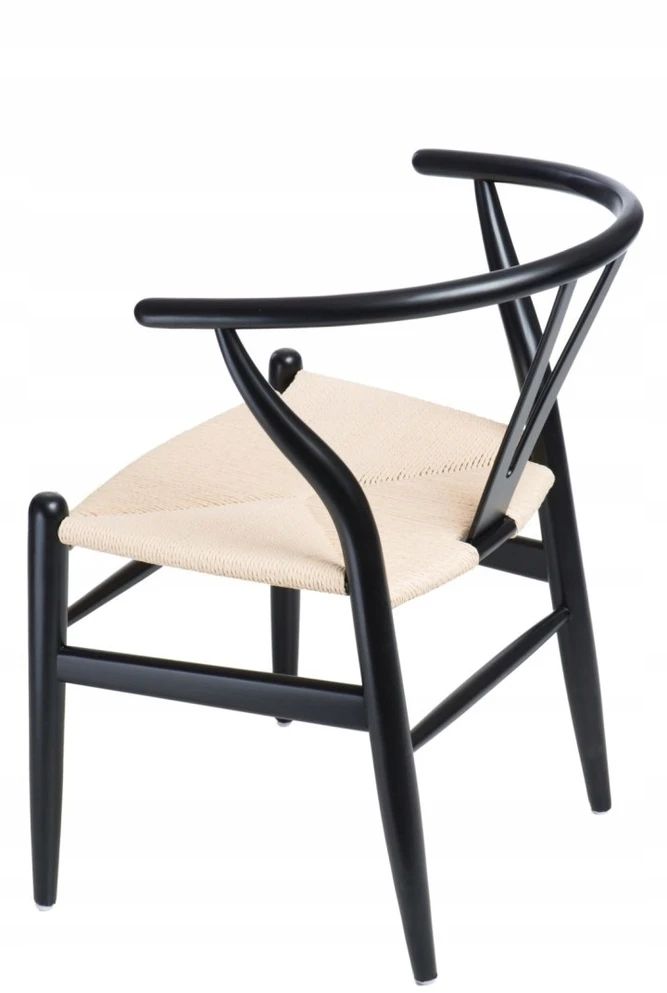 D2.DESIGN Kėdė Wicker Naturali Juoda, įkvėpta Wishbone
