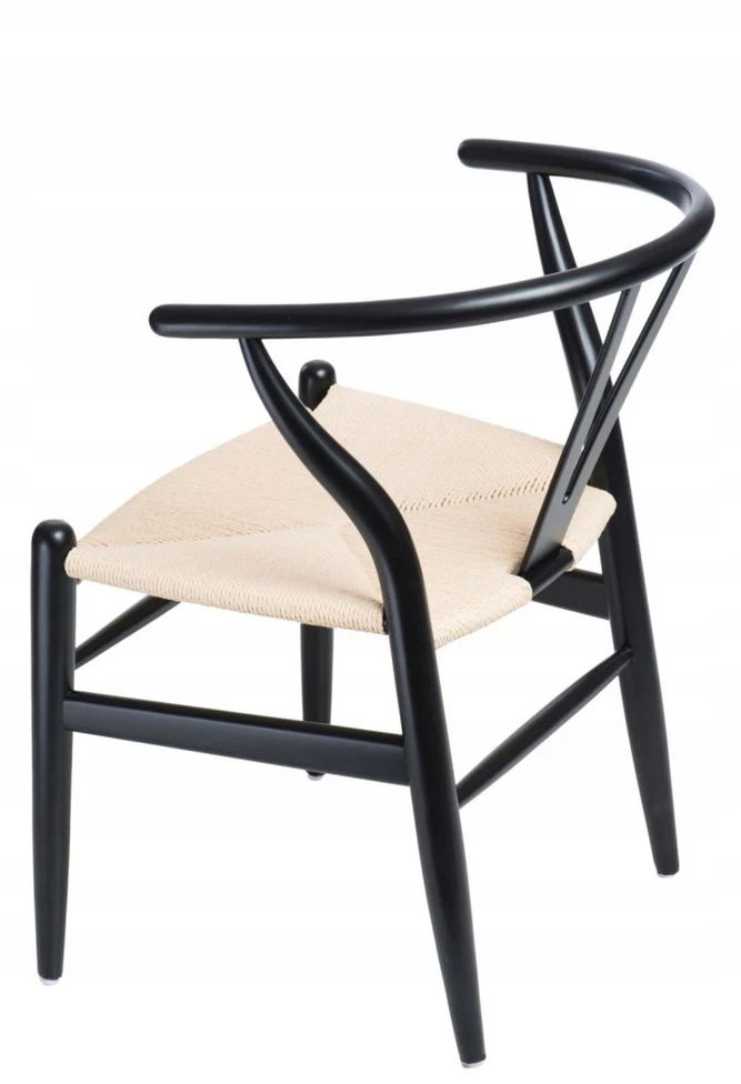 D2.DESIGN Kėdė Wicker Naturali Juoda, įkvėpta Wishbone