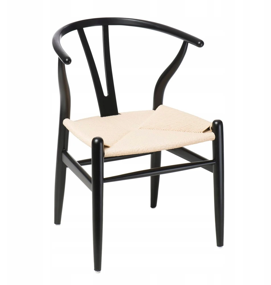 D2.DESIGN Kėdė Wicker Naturali Juoda, įkvėpta Wishbone