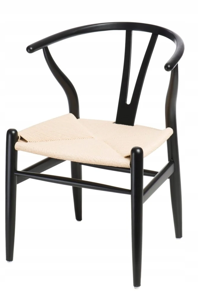 D2.DESIGN Kėdė Wicker Naturali Juoda, įkvėpta Wishbone