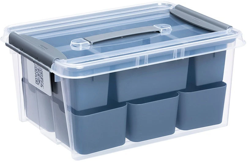 Plastikinė dėžė su dangčiu ir skyreliais Pro Box Plast Team 14L permatoma