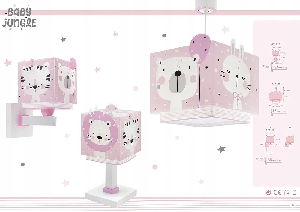 Dalber Baby Jungle 63112S lampa sufitowa dziecięca rožinė,
