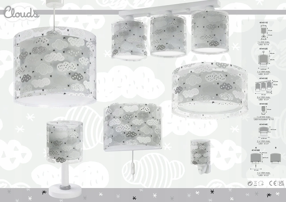 Dalber Lampa Nocna Clouds Księżyc Pilka Touch 1x8W E14 Tworzywo