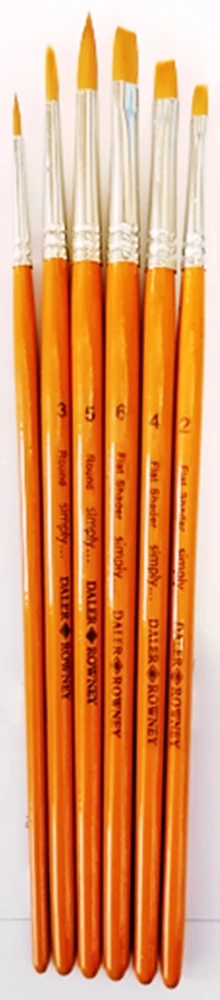 Daler Rowney 6 nailoninių teptukų rinkinys akvarelei, aliejui, akrilui