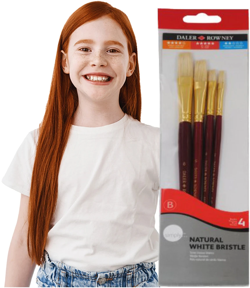 Daler Rowney Rinkinys 4 plokščių dailės teptukų mokyklai