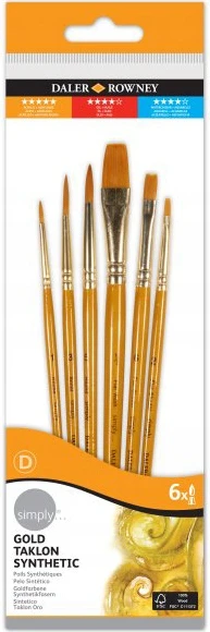 Daler Rowney Teptuku Nr. 1 sintetika, 6 vnt.