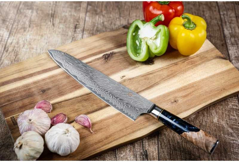 Damasko plieno peilis Kamazaki Gyuto KZI105KN, 24 cm