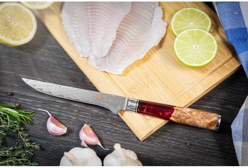Damasko plieno nukaulinimo peilis Kamazaki, KZI207KN, 15 cm