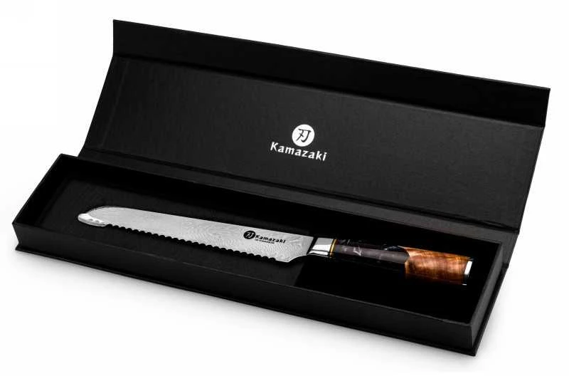 Damasko plieno peilis Kamazaki Bread KZI106KN, 20 cm, skirtas duonai