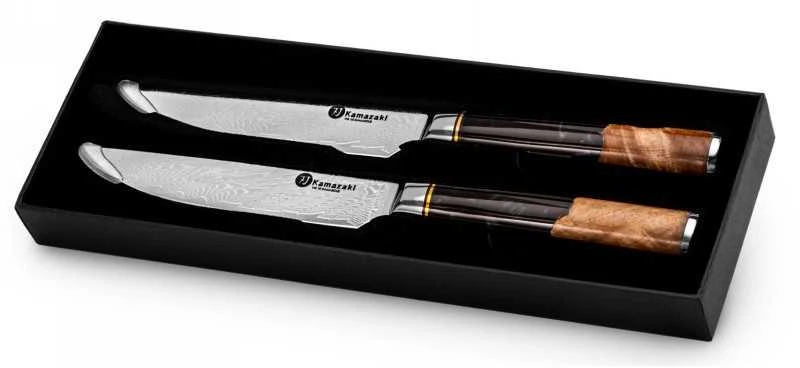 Damasko plieno peilių rinkinys kepsniams Kamazaki KZI111STK, 13 cm, 2 vnt.