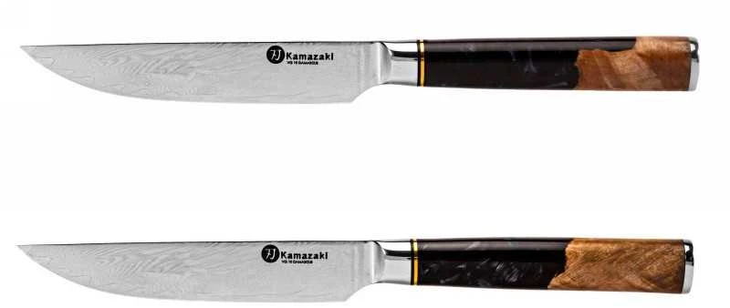Damasko plieno peilių rinkinys kepsniams Kamazaki KZI111STK, 13 cm, 2 vnt.
