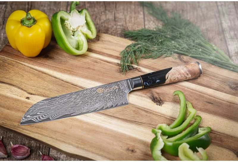 Damasko plieno peilis Kamazaki Santoku KZI102KN, 18 cm