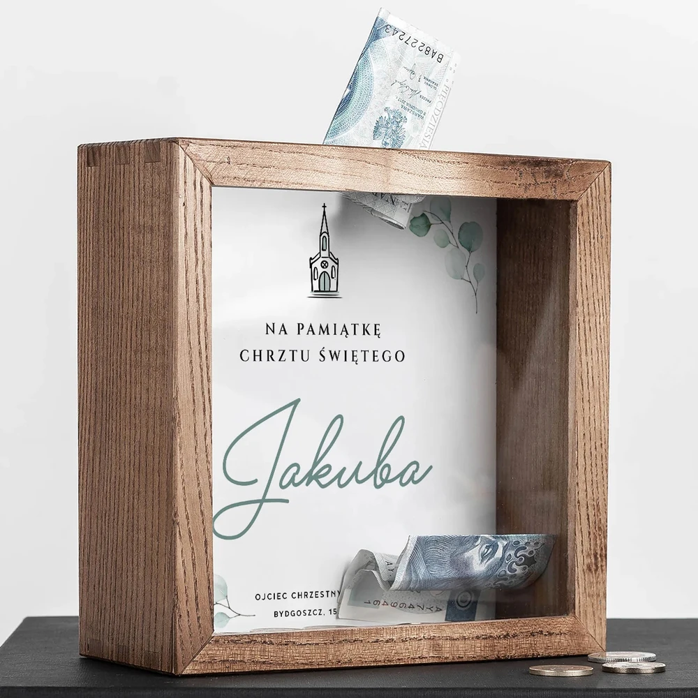 Danhoss Personalizowana Skarbonka Na Chrzest Prezent na Chrzciny Dla Chłopca