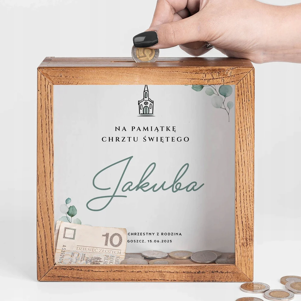 Danhoss Personalizowana Skarbonka Na Chrzest Prezent na Chrzciny Dla Chłopca