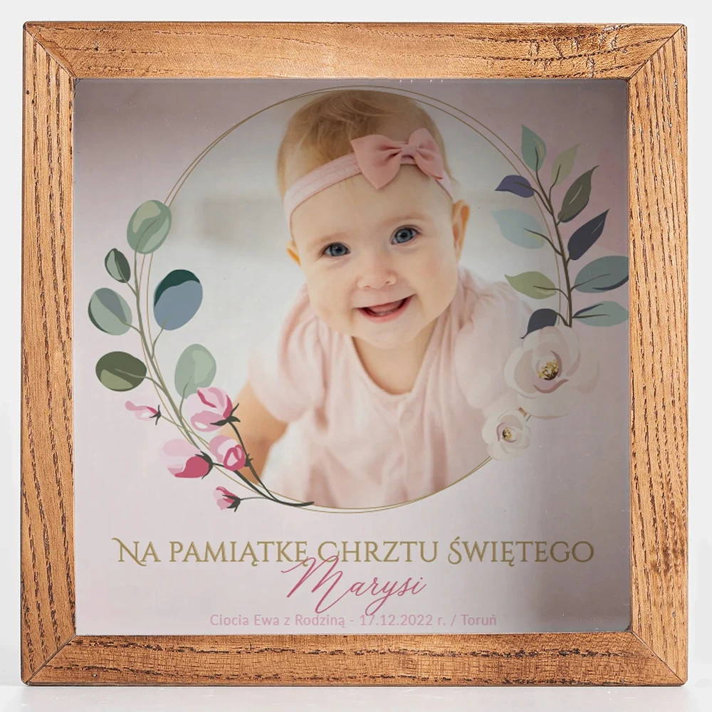Danhoss Skarbonka ze Zdjęciem Prezent na Chrzest Dla Dziewczyni Chrzciny
