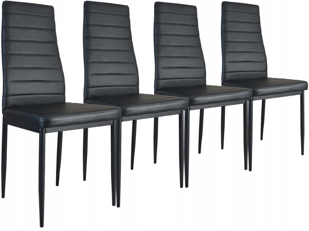 Dankor Design 4 juodos ekoodos valgomojo kėdės su metalinėmis kojomis