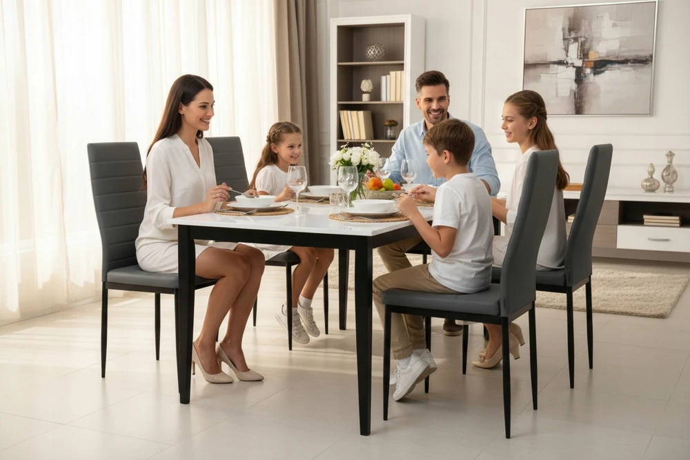 Dankor Design 4 kėdės Gamintojas glamour pilka svetainė susiūta virtuvė HIT valgomojo palėpė