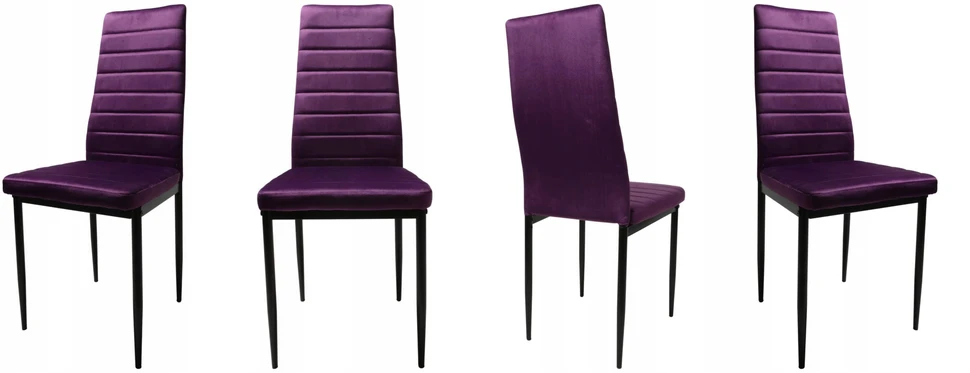 Dankor Design 4 purpurinių veliūrinių kėdžių rinkinys Elegance and Comfort HIT spalvingi modernūs