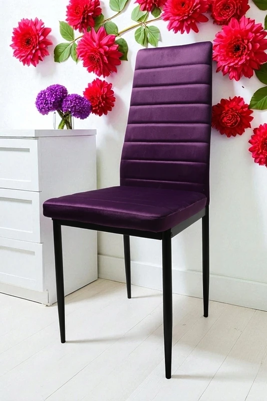 Dankor Design 4 purpurinių veliūrinių kėdžių rinkinys Elegance and Comfort HIT spalvingi modernūs