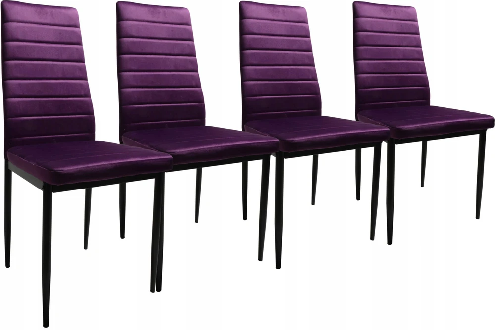 Dankor Design 4 purpurinių veliūrinių kėdžių rinkinys Elegance and Comfort HIT spalvingi modernūs