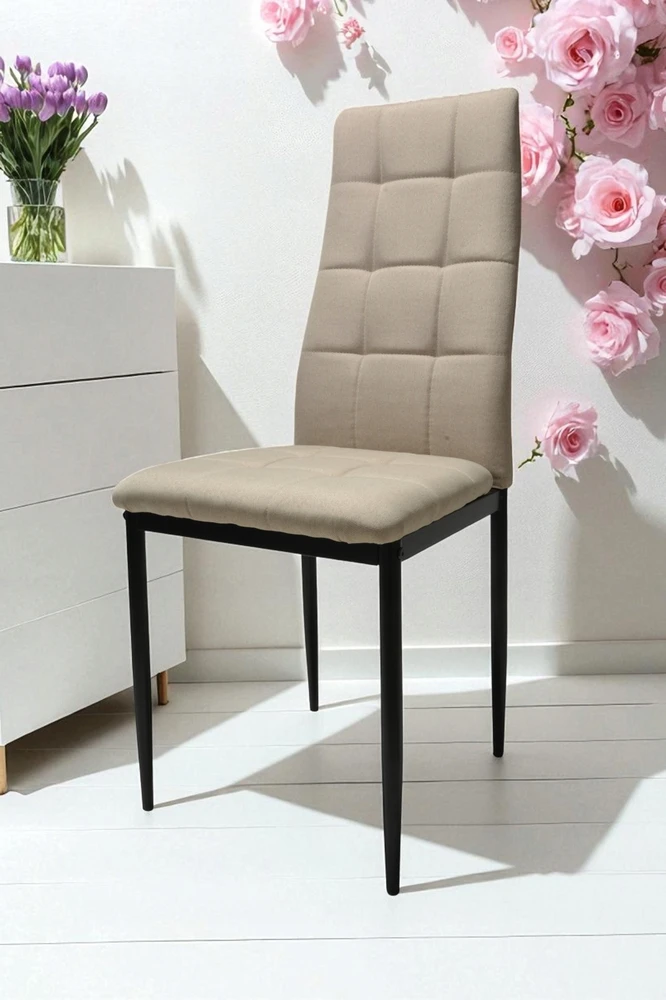 Dankor Design 4 Solden KĖDĖLIŲ rinkinys, apmuštas smėlio spalvos audiniu, dygsniuotas, virtuvės HIT