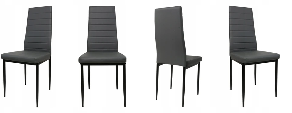 Dankor Design 6 pilkos ekoodos valgomojo kėdės su juodomis metalinėmis kojomis