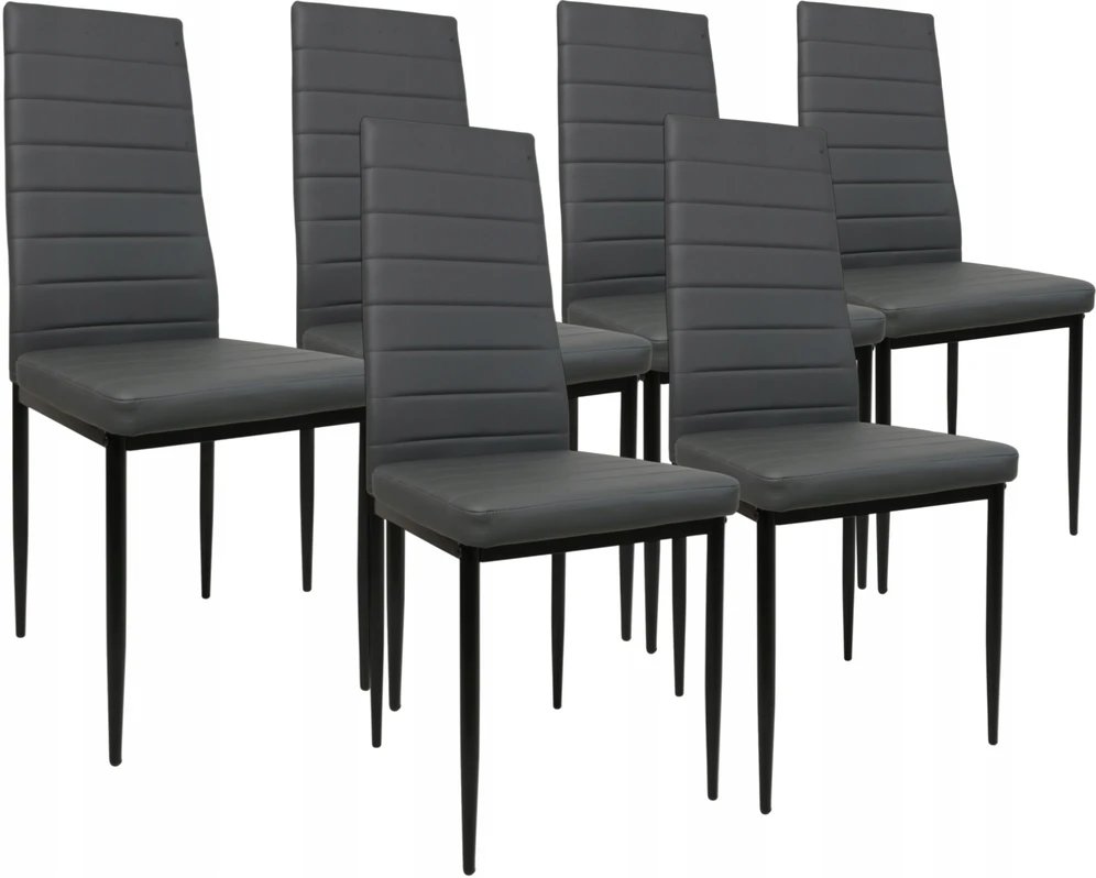 Dankor Design 6 pilkos ekoodos valgomojo kėdės su juodomis metalinėmis kojomis