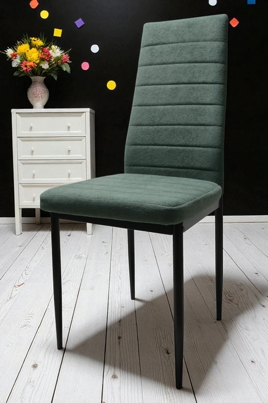 Dankor Design 6 prekės ženklo CHAIRS rinkinys, minkštas žalias Curio dygsniuotas virtuvės HIT