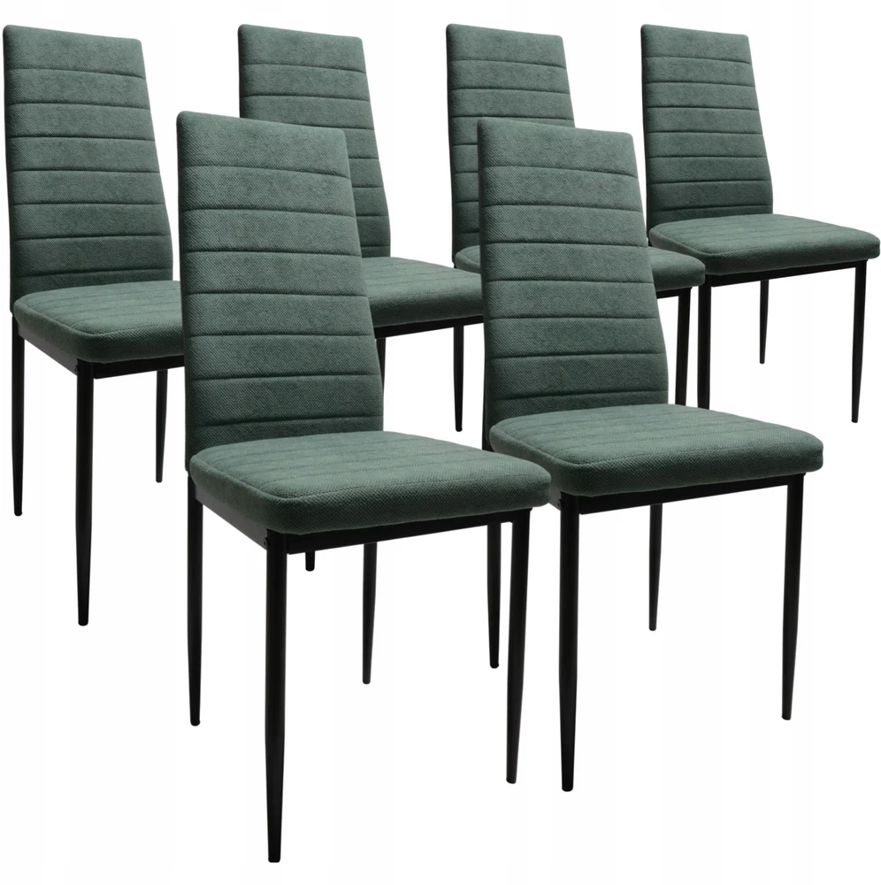 Dankor Design 6 prekės ženklo CHAIRS rinkinys, minkštas žalias Curio dygsniuotas virtuvės HIT