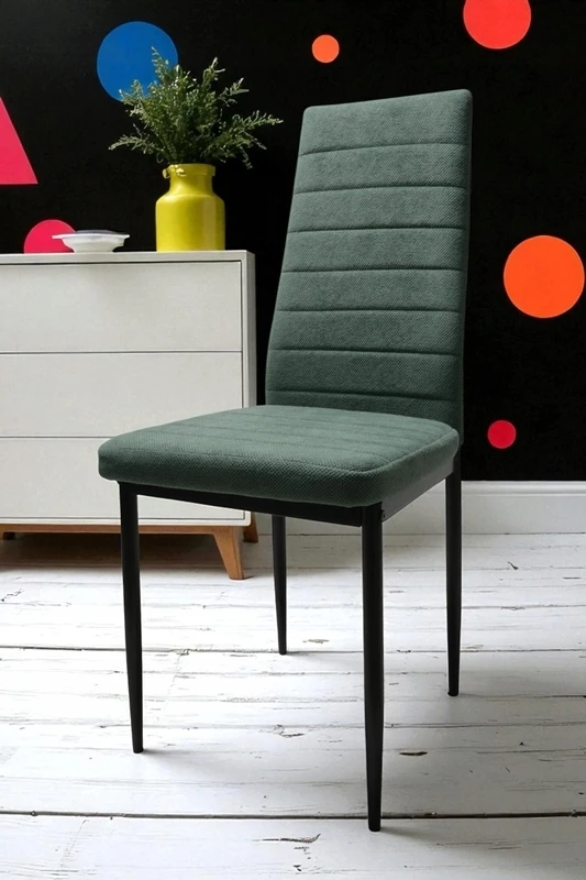 Dankor Design 6 prekės ženklo CHAIRS rinkinys, minkštas žalias Curio dygsniuotas virtuvės HIT