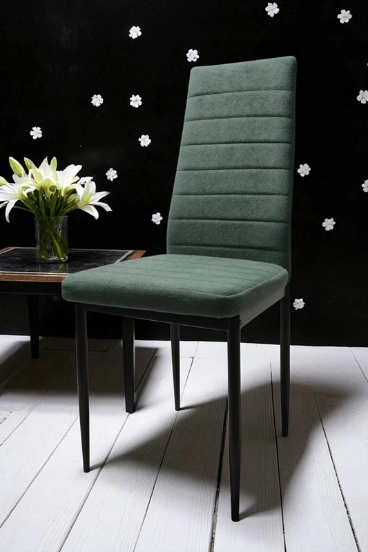Dankor Design 6 prekės ženklo CHAIRS rinkinys, minkštas žalias Curio dygsniuotas virtuvės HIT