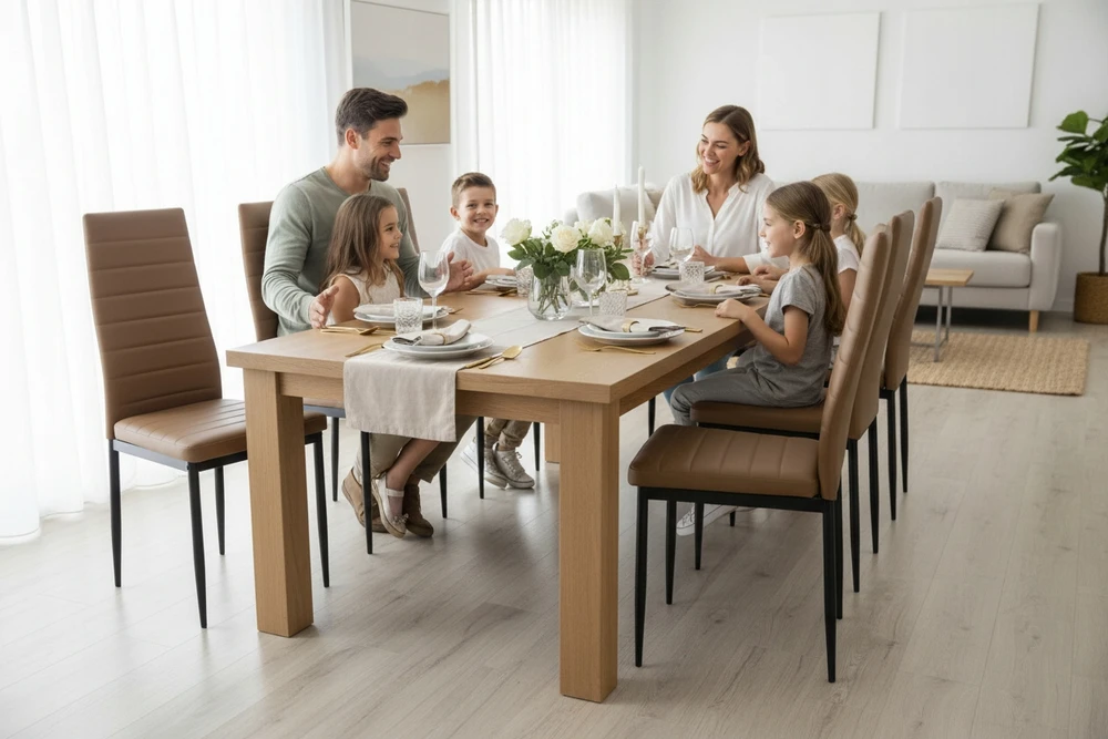 Dankor Design 6 šviesiai rudos kėdės glamour palėpės modernus svetainės valgomojo patogumas