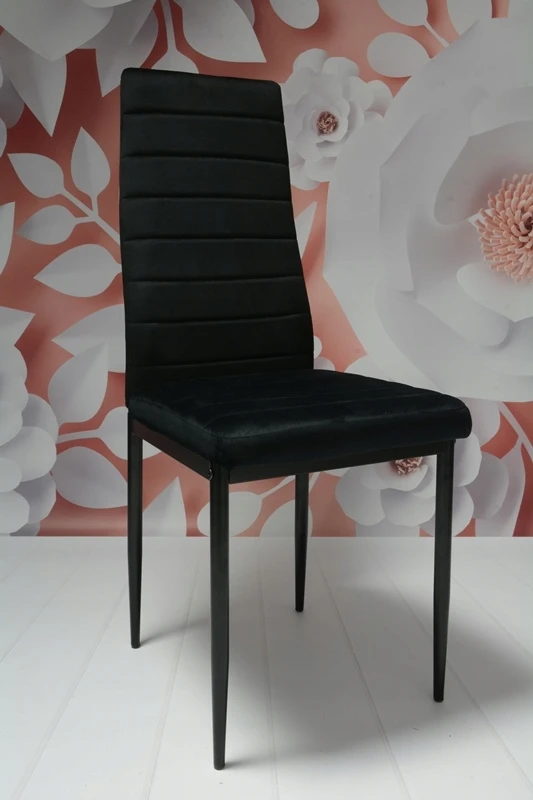 Dankor Design 6 vnt. juodos veliūrinės kėdės su metalinėmis kojomis