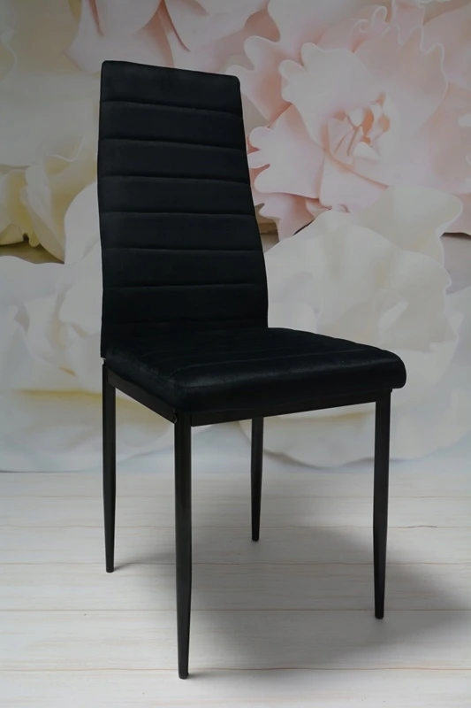 Dankor Design 6 vnt. juodos veliūrinės kėdės su metalinėmis kojomis