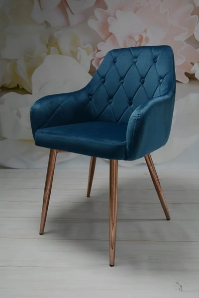 Dankor Design Antwerpia kėdė: mėlynas veliūras, rožinio chromo kojos