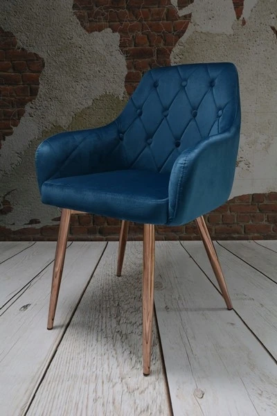 Dankor Design Antwerpia kėdė: mėlynas veliūras, rožinio chromo kojos