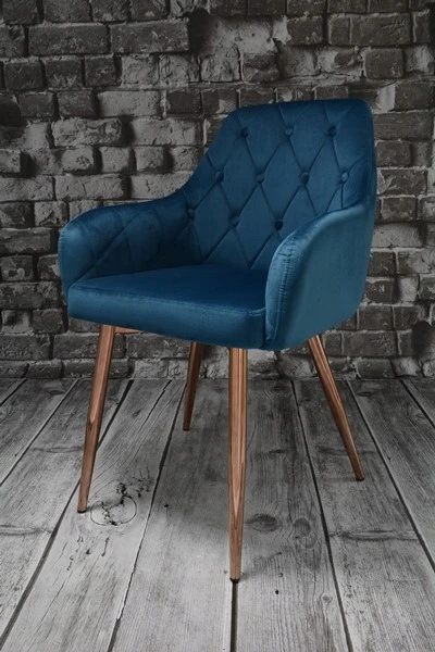 Dankor Design Antwerpia kėdė: mėlynas veliūras, rožinio chromo kojos